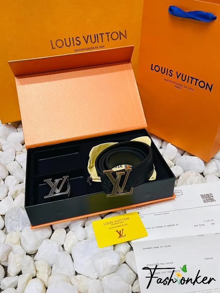 Best Price LV two-tone belt with Extra Buckle With Brand Box