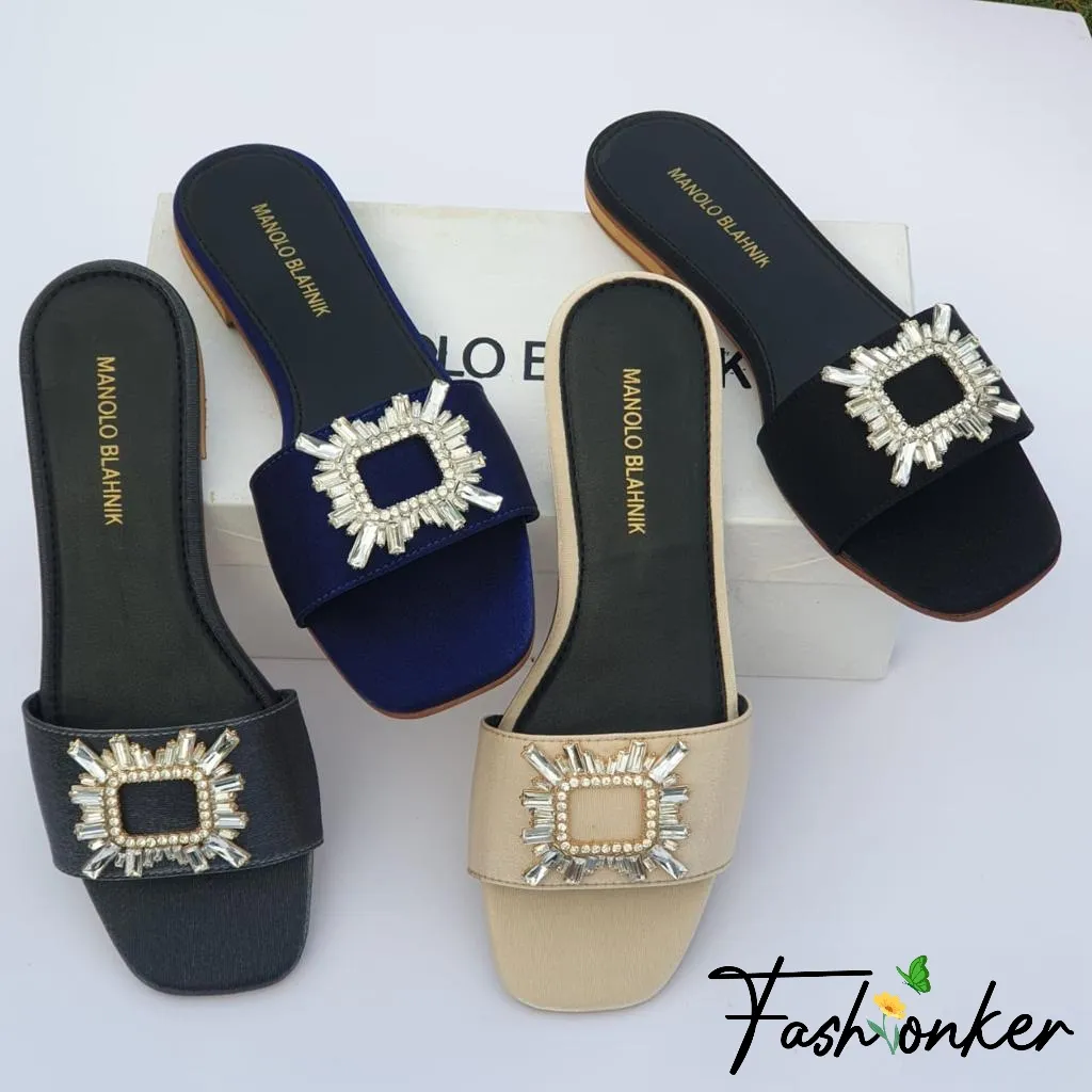 Best Price Manolo Rhinestones Slippers