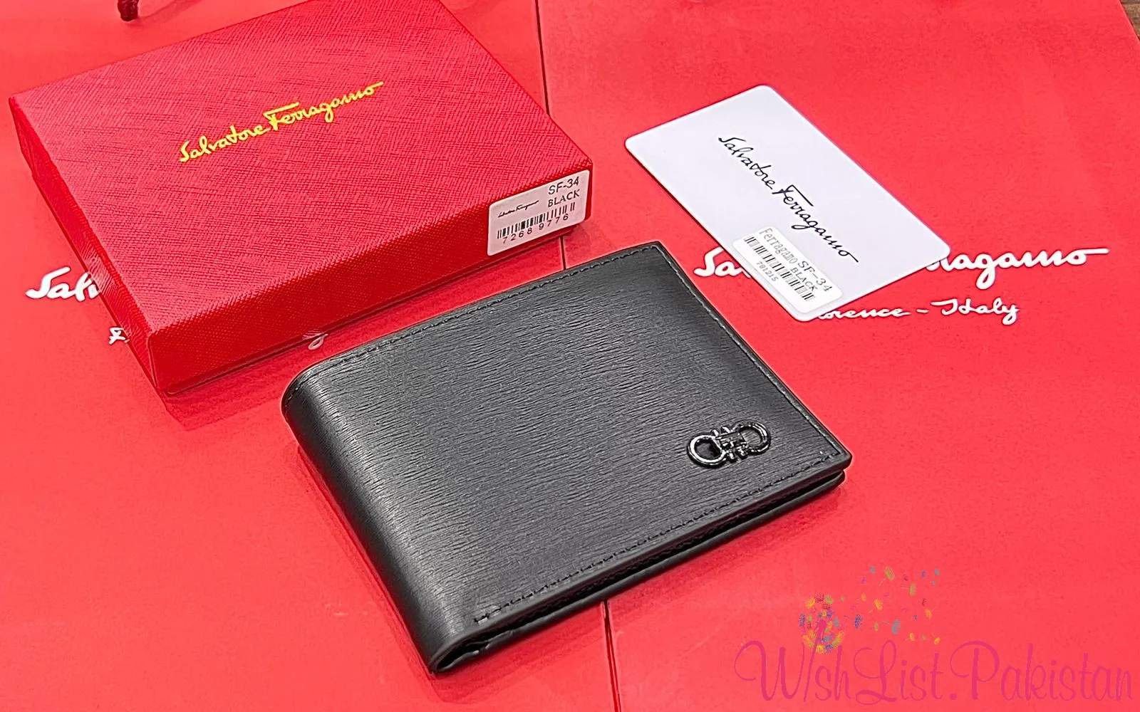 Best Price Salvatore Ferragamo Black Textured Wallet for Him