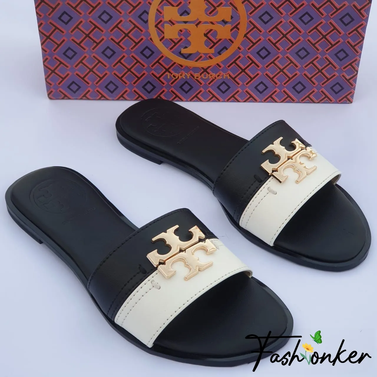 Best Price Tory Two Tone Flat Slippers